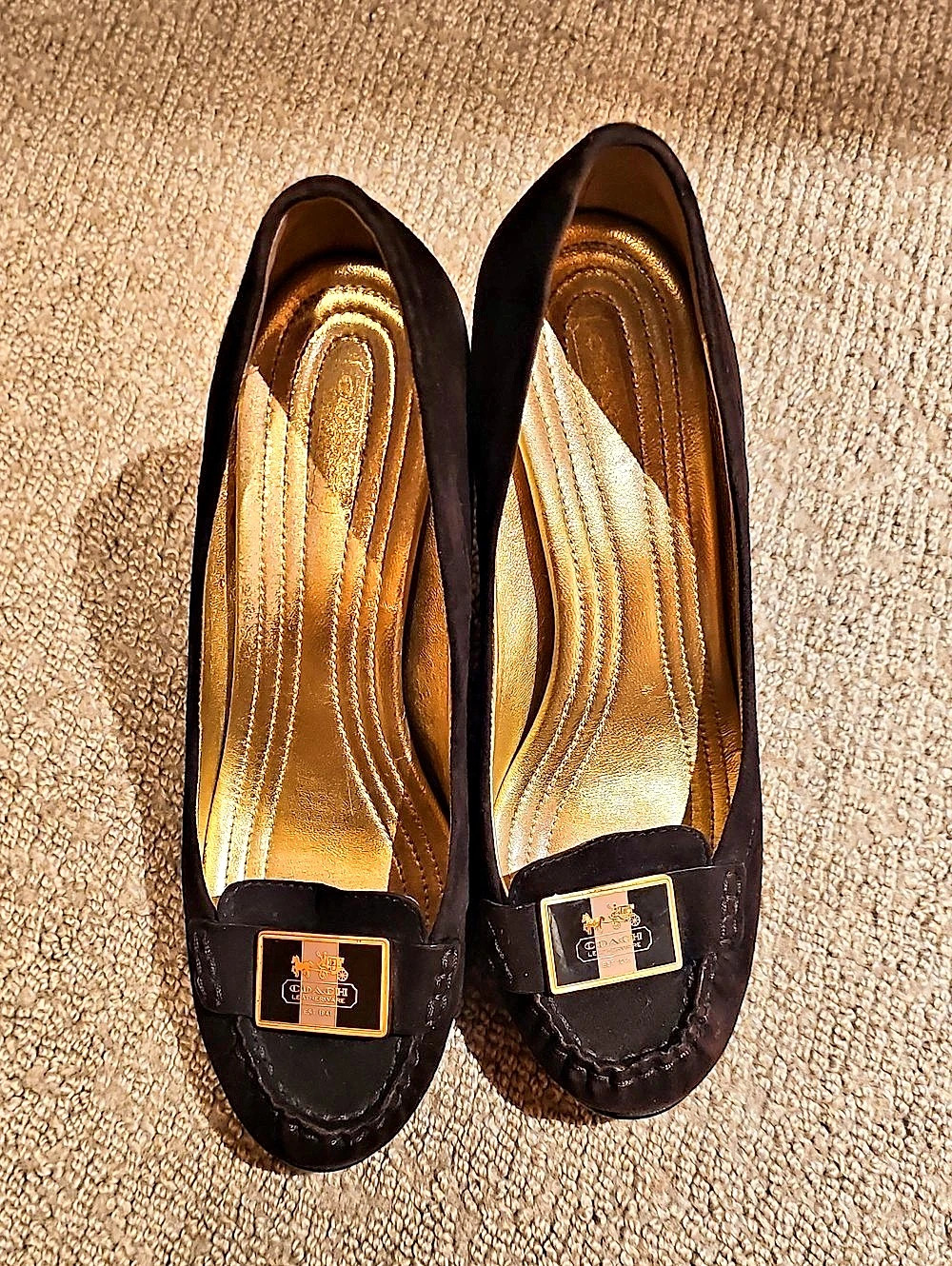 Coach Brown Heels with Gold-Tone Buckles